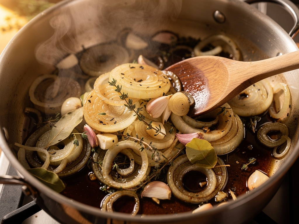 Sautéing the aromatics until fragrant.