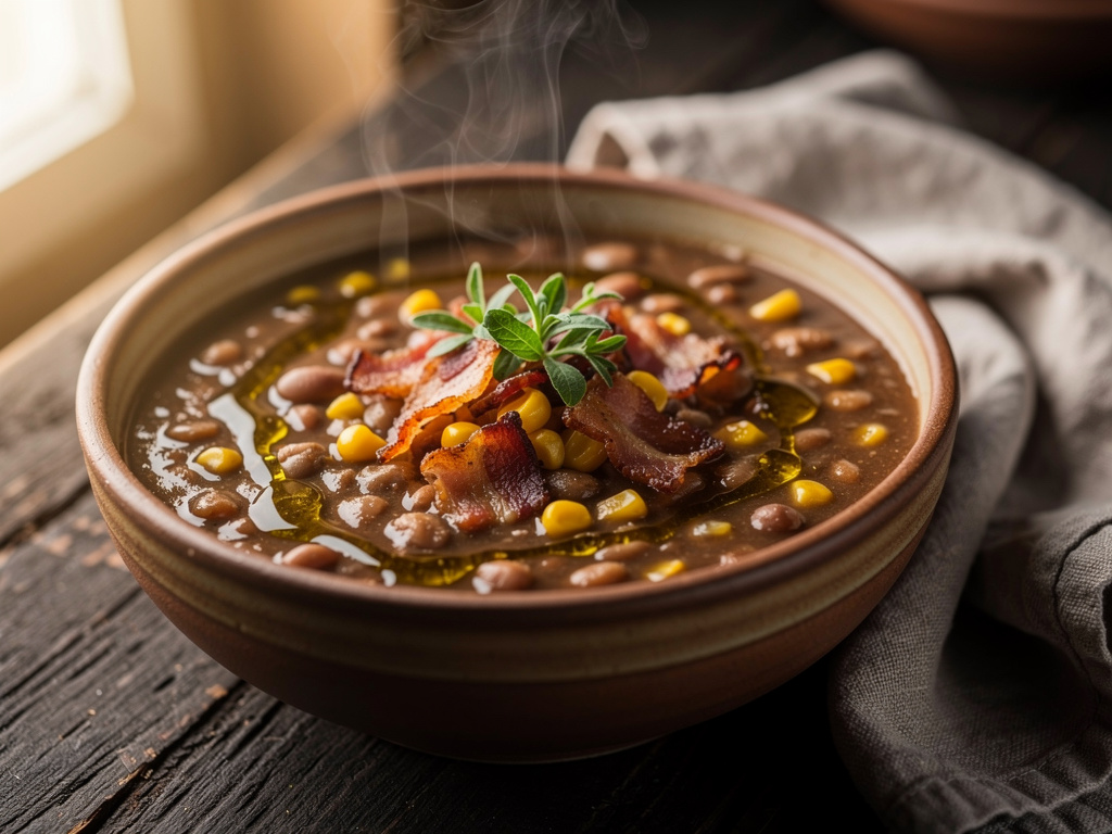 Bean Soup with Corn and Bacon