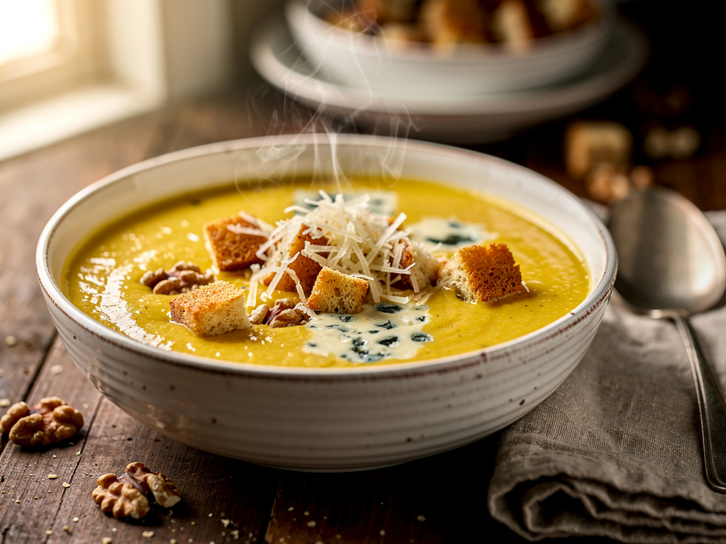 Blue Cheese Soup with Walnuts