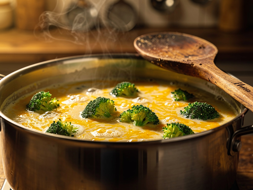 Letting the soup simmer to develop rich flavors.