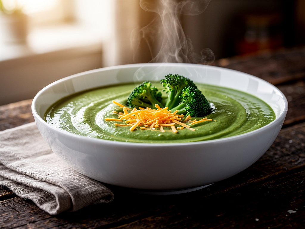 Broccoli Soup with Seared Scallops