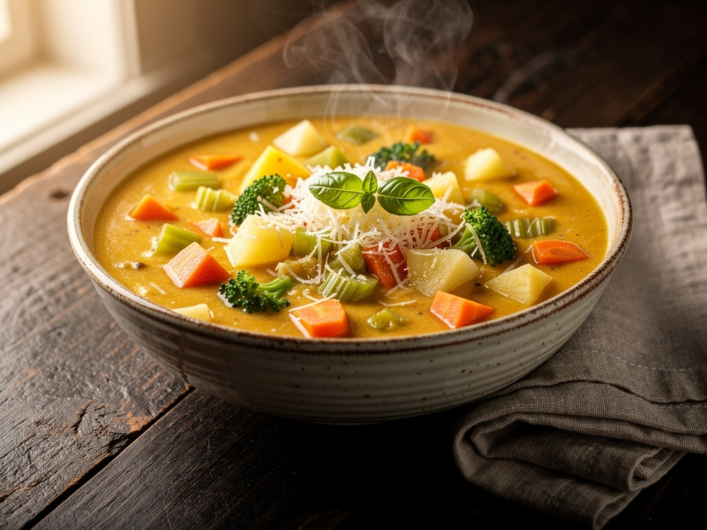 Cheddar Cheese Soup with Vegetables