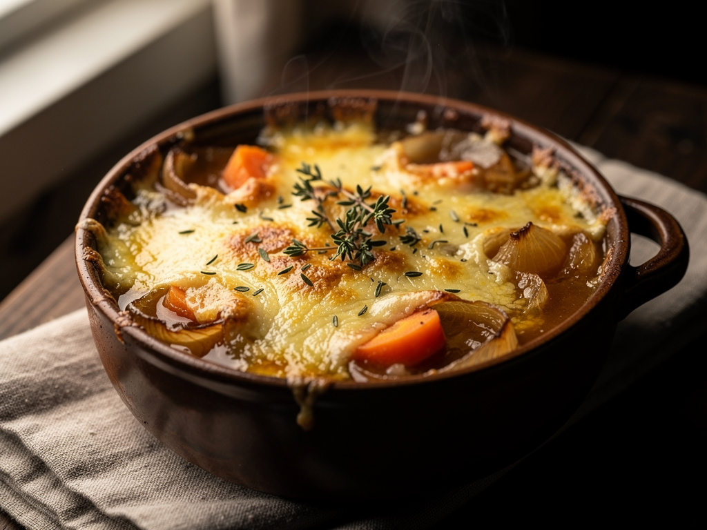 Cheese Soup with Carrot and Onion