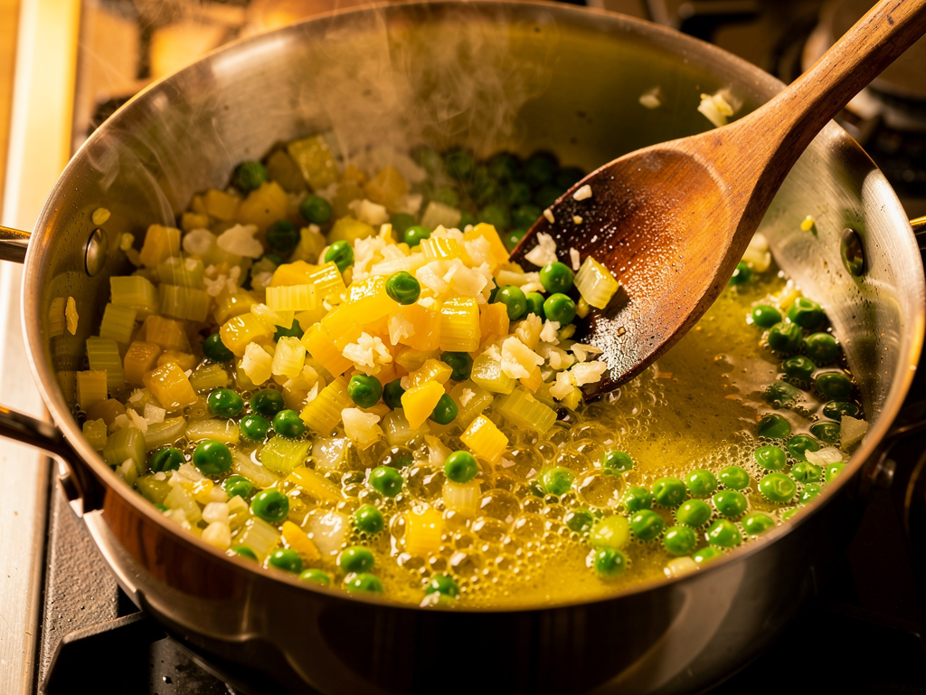 Sautéing the aromatics until fragrant.