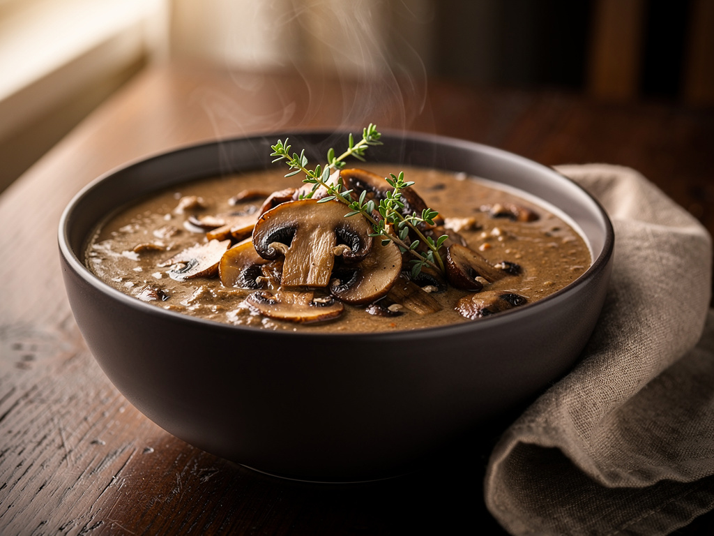 Cheese Soup with Mushrooms