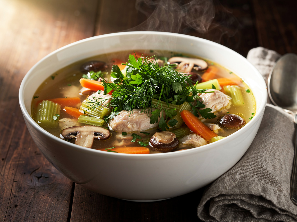 Chicken Soup with Mushrooms