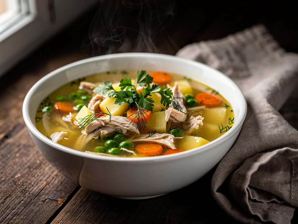 Chicken Soup with Peas