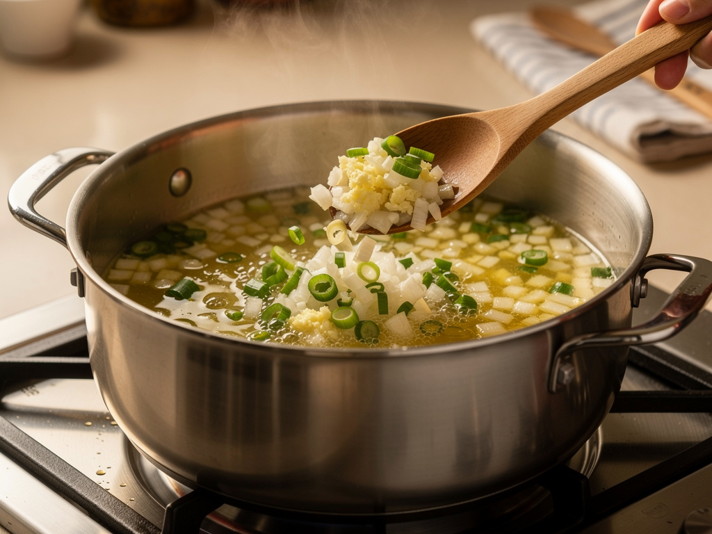 Sautéing the aromatics until fragrant.