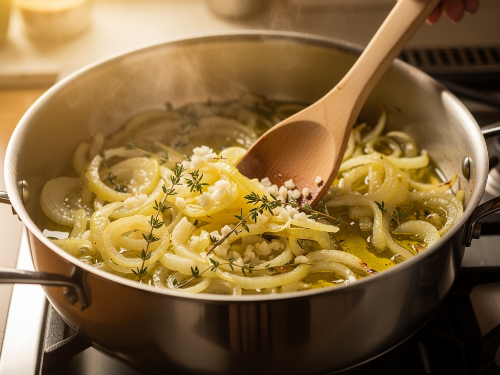 Sautéing the aromatics until fragrant.
