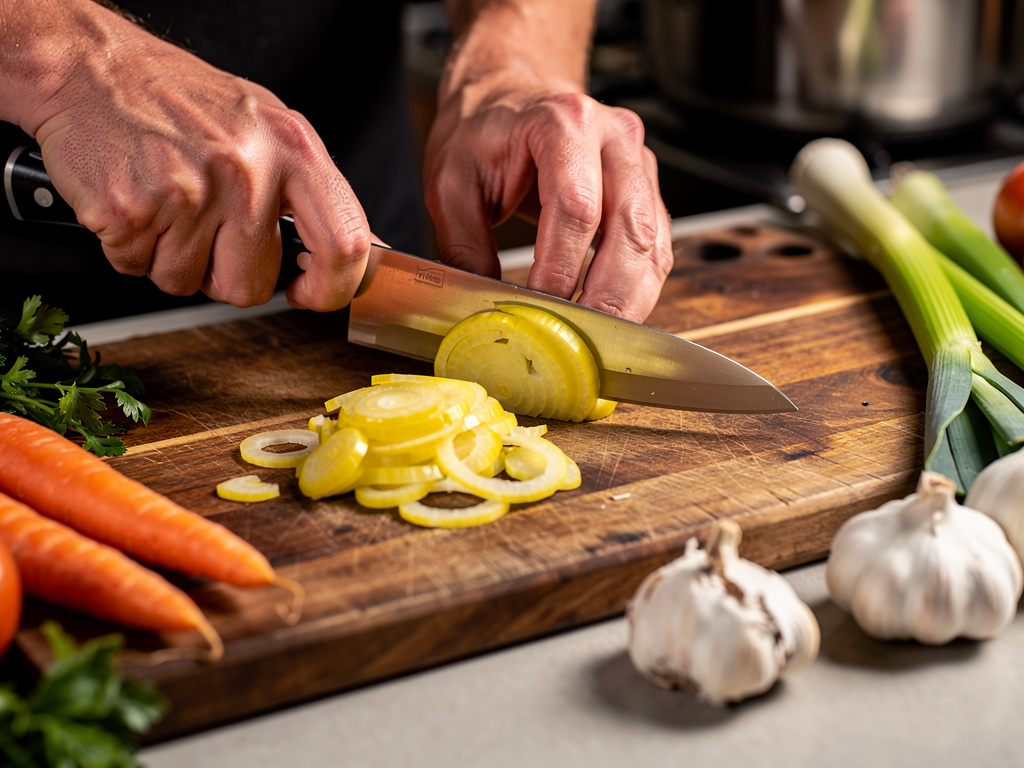 Prep the ingredients by cutting them into even pieces for uniform cooking.