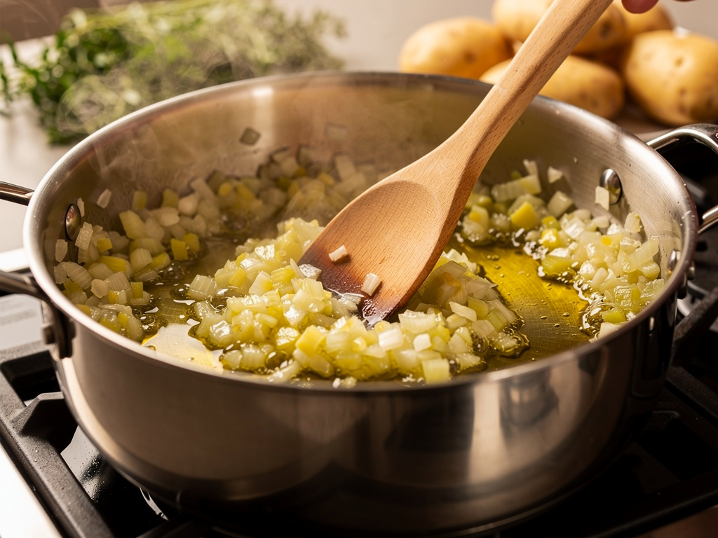 Sautéing the aromatics until fragrant.