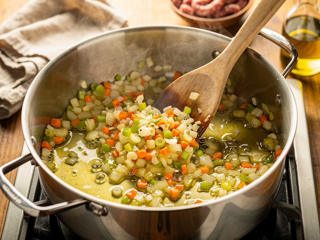 Sautéing the aromatics until fragrant.