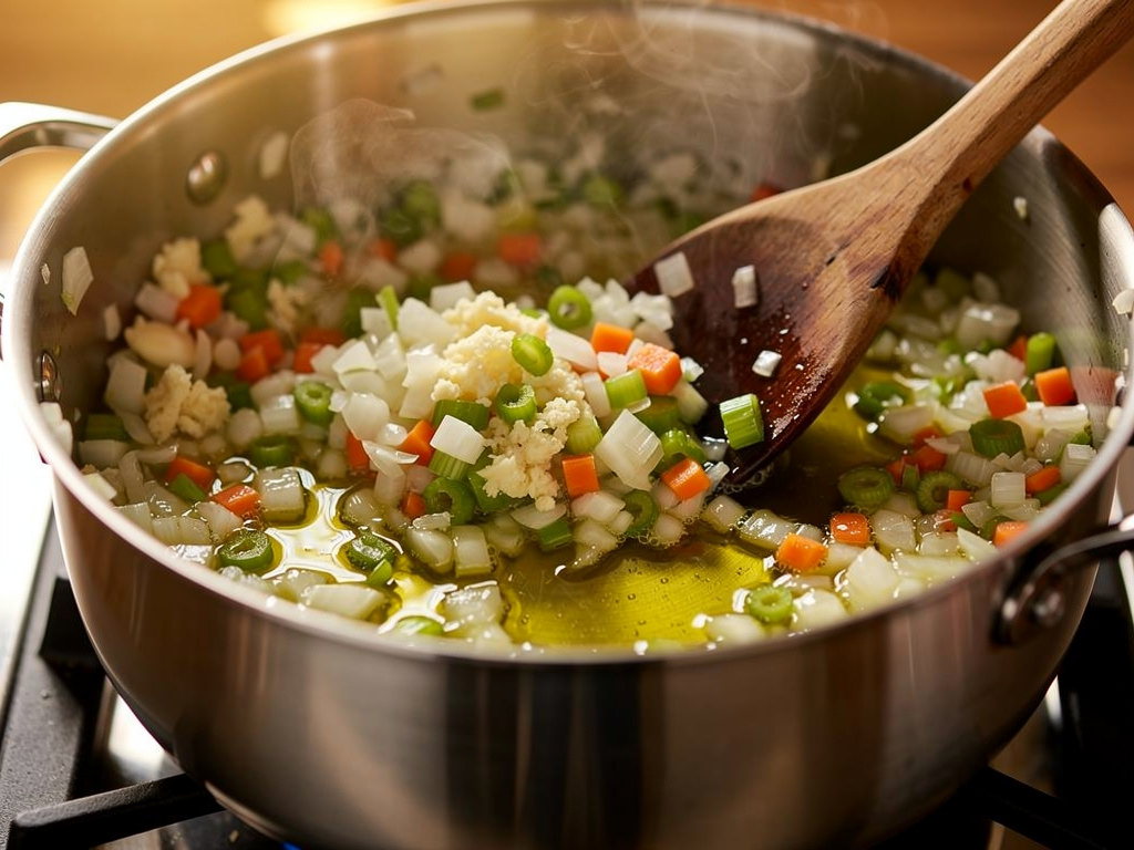 Sautéing the aromatics until fragrant.
