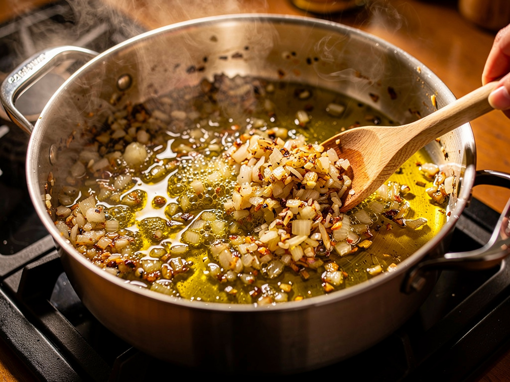 Sautéing the aromatics until fragrant.