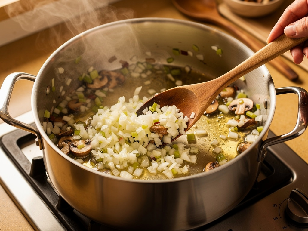 Sautéing the aromatics until fragrant.