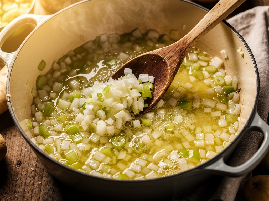 Sautéing the aromatics until fragrant.