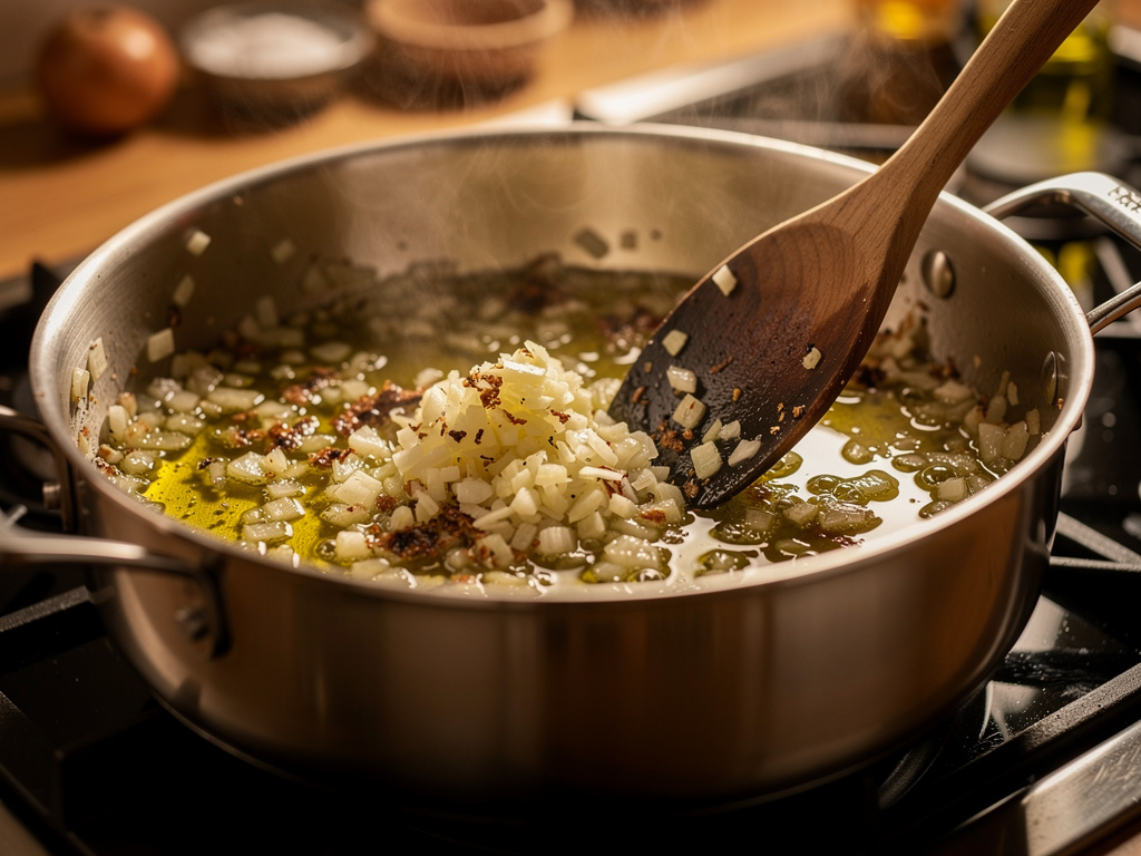 Sautéing the aromatics until fragrant.