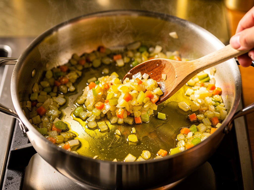 Sautéing the aromatics until fragrant.