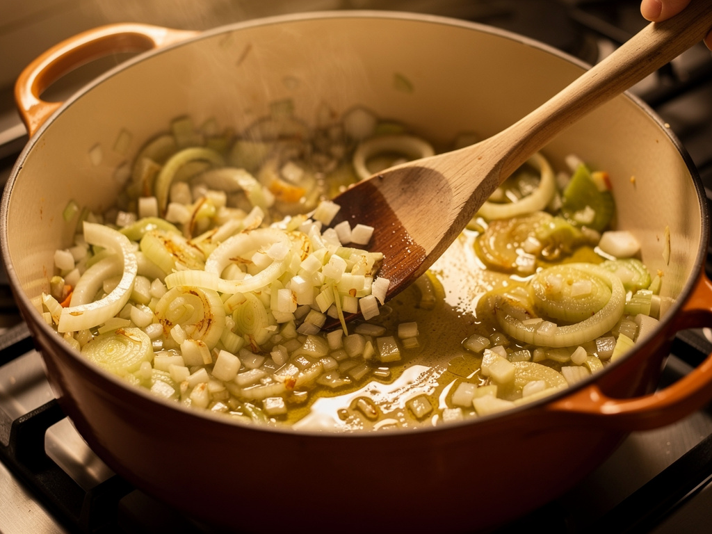 Sautéing the aromatics until fragrant.