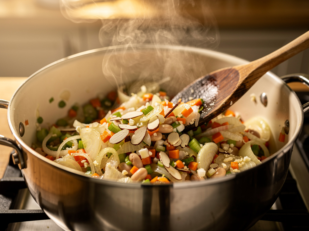 Sautéing the aromatics until fragrant.