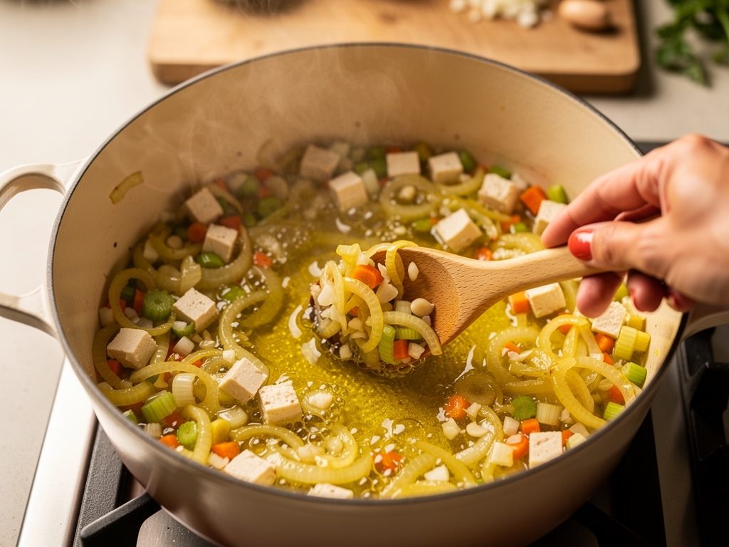 Sautéing the aromatics until fragrant.