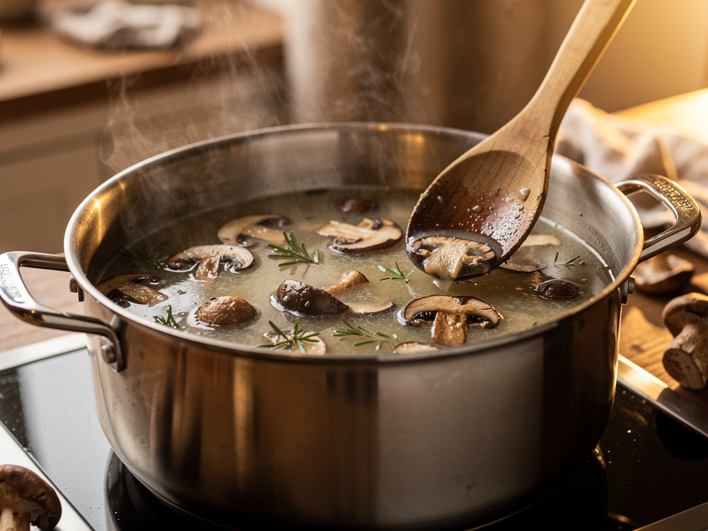Let the soup simmer to develop deep, rich flavors.